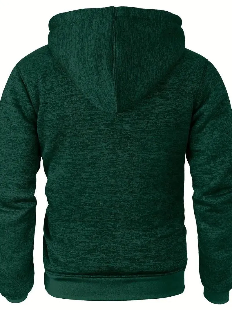 Men's Solid Color Full Zipper Outwear Hoodie-ZPK005323