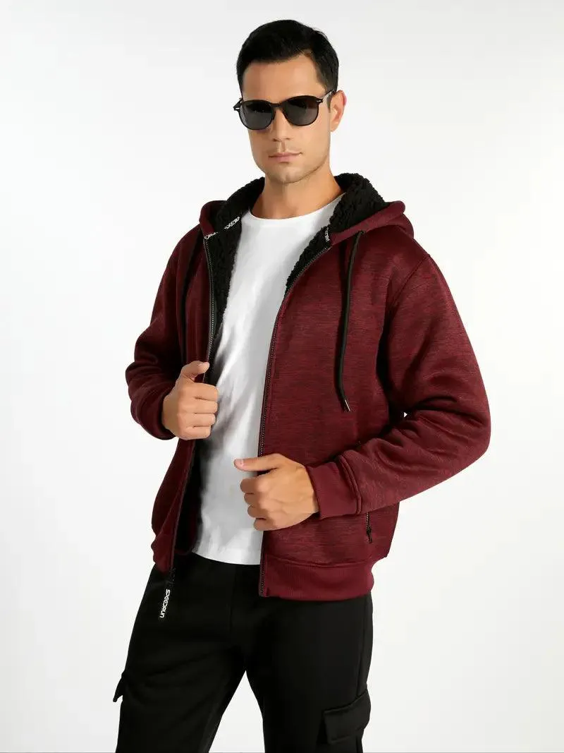 Men's Solid Color Full Zipper Outwear Hoodie-ZPK005323