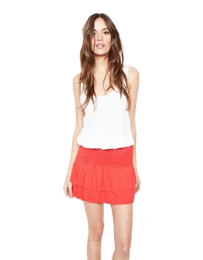 Michael Lauren Vice Mini Skirt w/Smocking in Gypsy Red