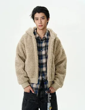 Mid-Crop Sherpa Hooded Zip Jacket