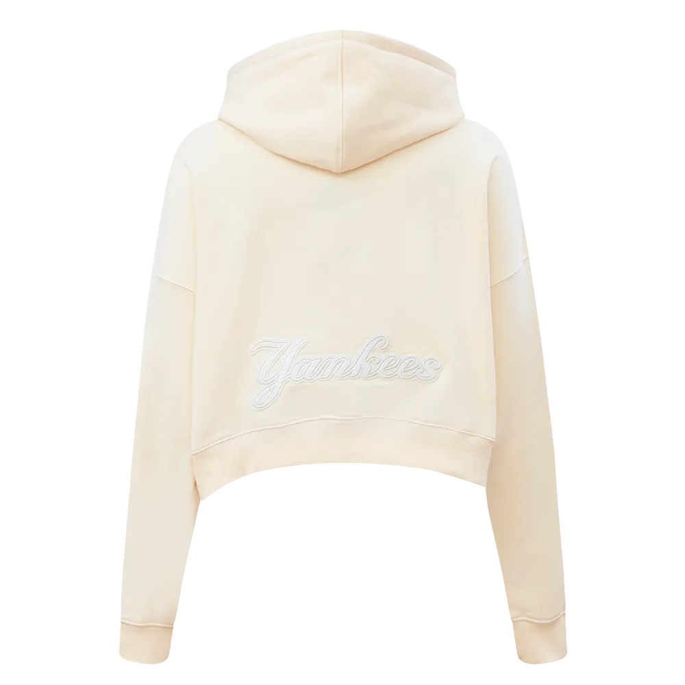 MLB NEW YORK YANKEES NEUTRAL WOMEN'S CROPPED PO HOODIE (EGGSHELL)