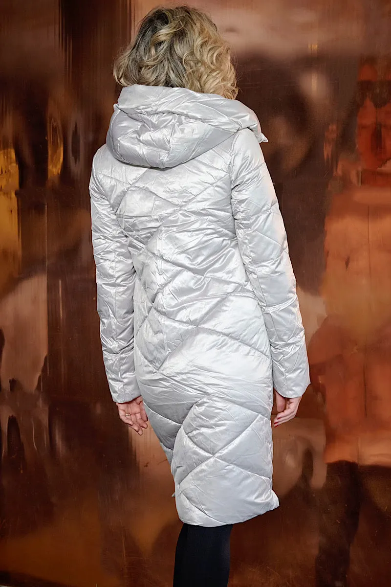 Mottoful Silver Puffer Jacket