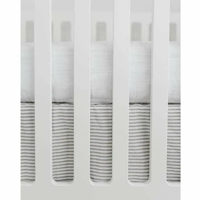 Muslin Crib Skirt, Grey Stripe