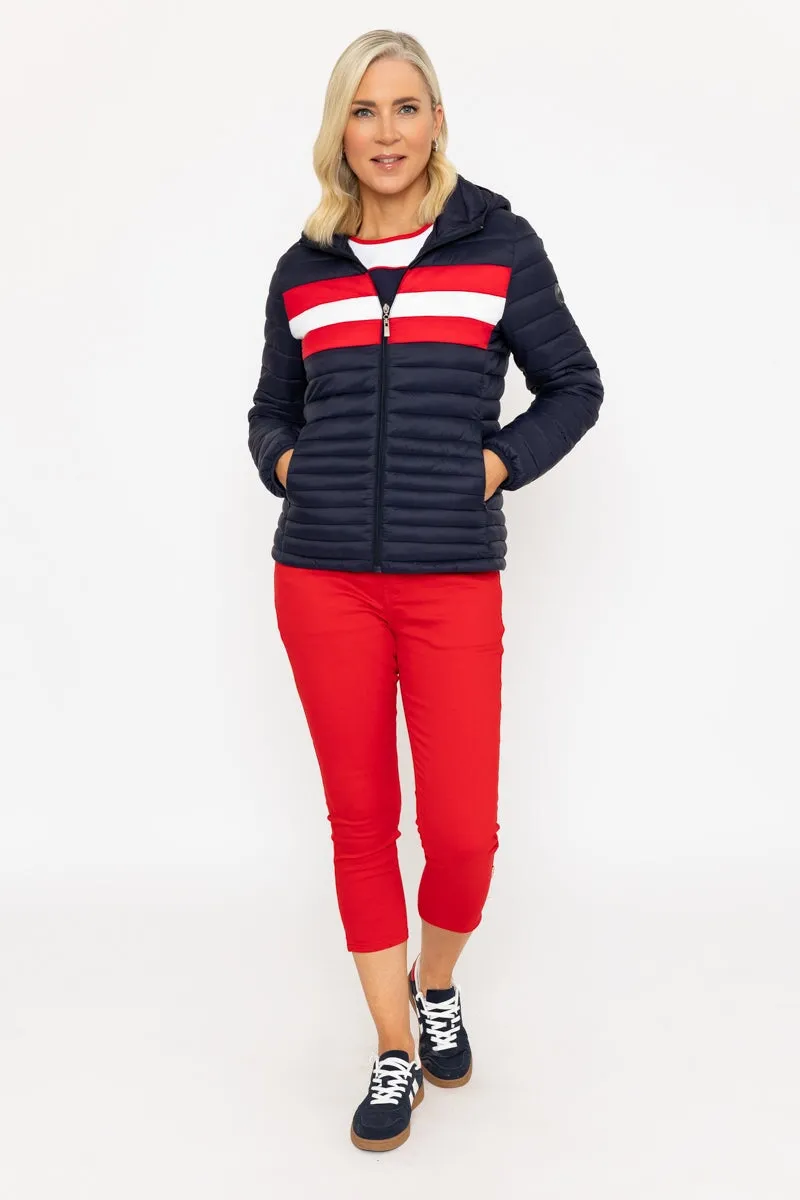 Navy Quilted Colourblock Jacket