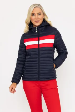 Navy Quilted Colourblock Jacket