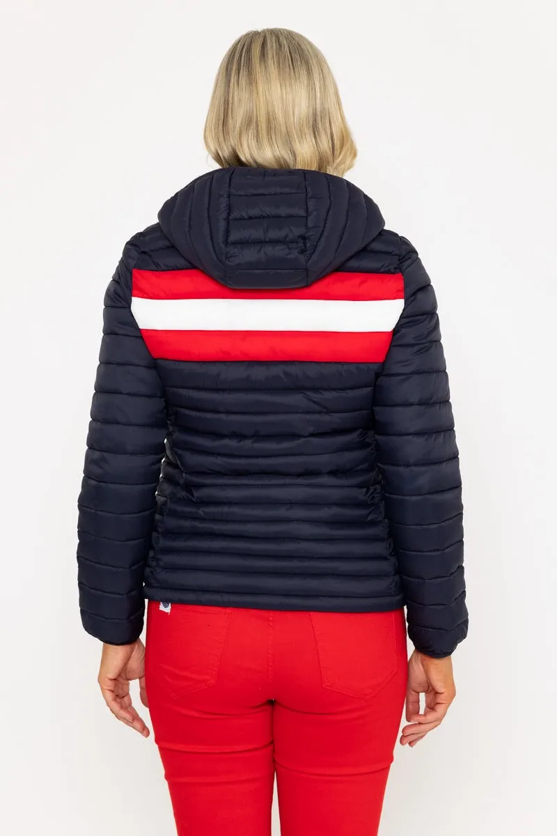 Navy Quilted Colourblock Jacket