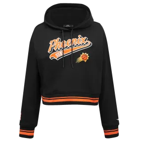 NBA PHOENIX SUNS SCRIPT TAIL WOMEN'S RIB FLC CROPPED PO HOODIE (BLACK/ORANGE)