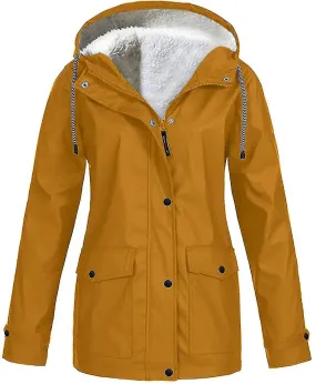 NEW Drepurja Coats for Women Winter Warm Long Sleeve Fuzzy Fleece Jackets Zip Up Hoodies Sherpa Lined Thermal Jacket, Khaki bit darker like Carhartt Brown, Sz 3X, Fits like 2X