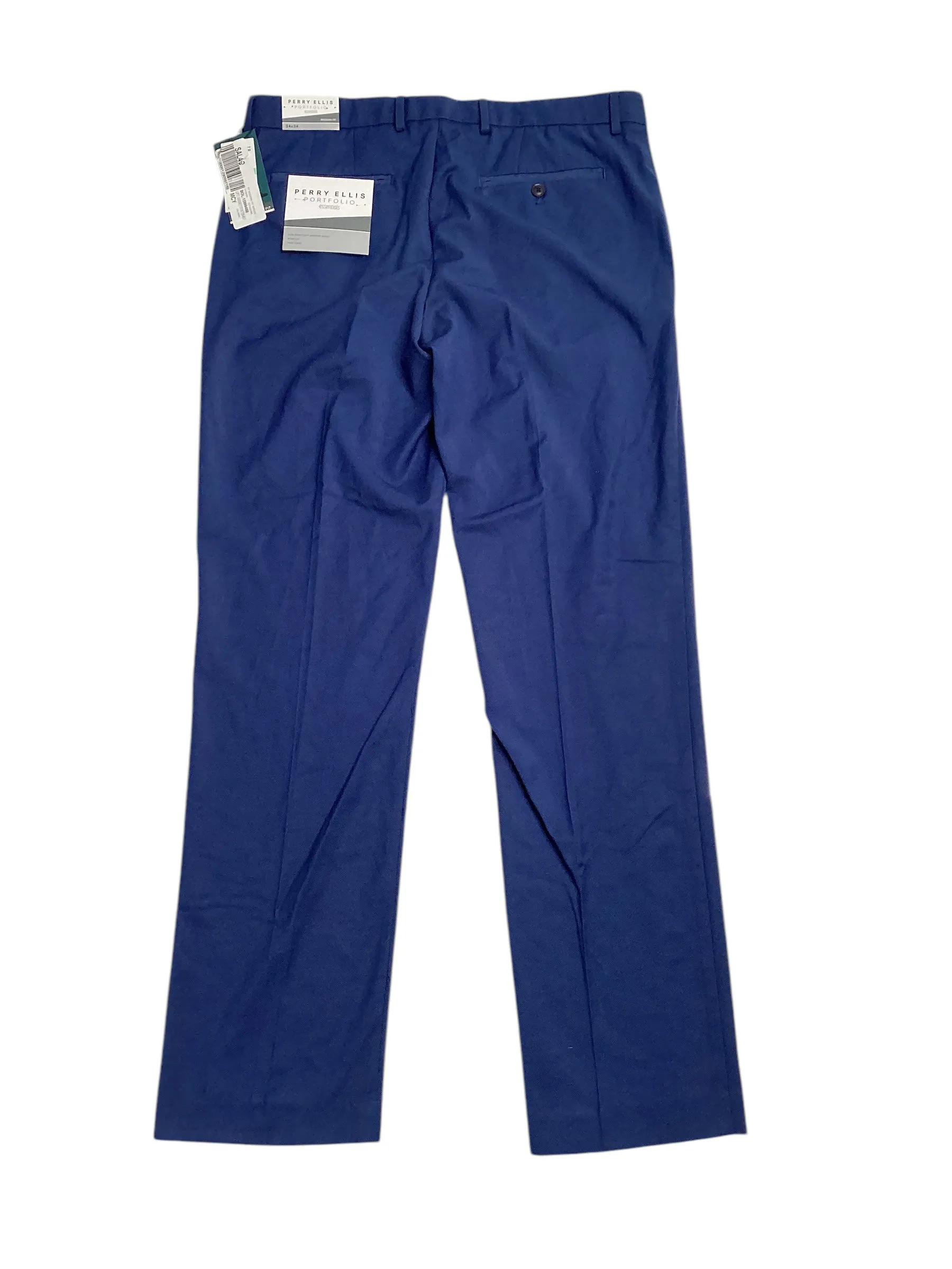 Perry Ellis Mens Modern fit Dress Pants 34 / 34 Blue Solid