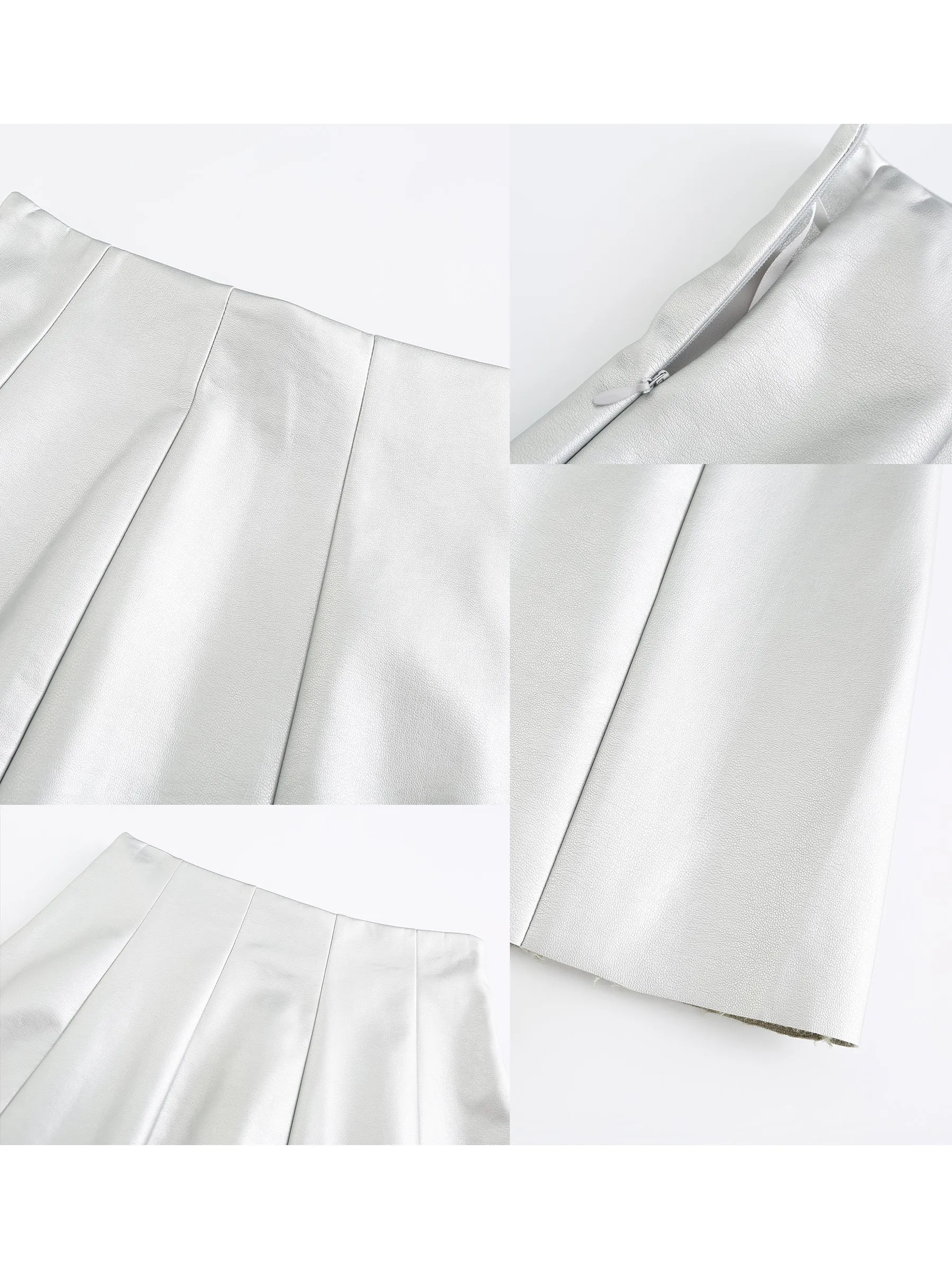 Pleated Faux Leather Skirt