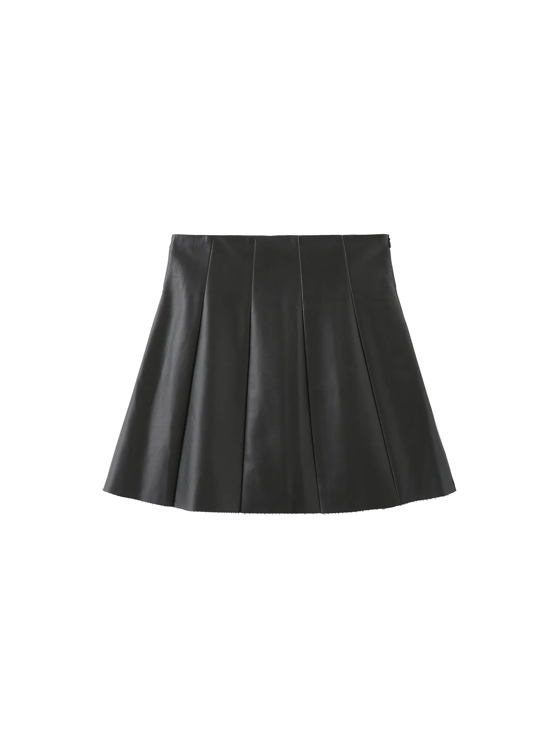 Pleated Faux Leather Skirt