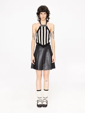 Pleated Faux Leather Skirt