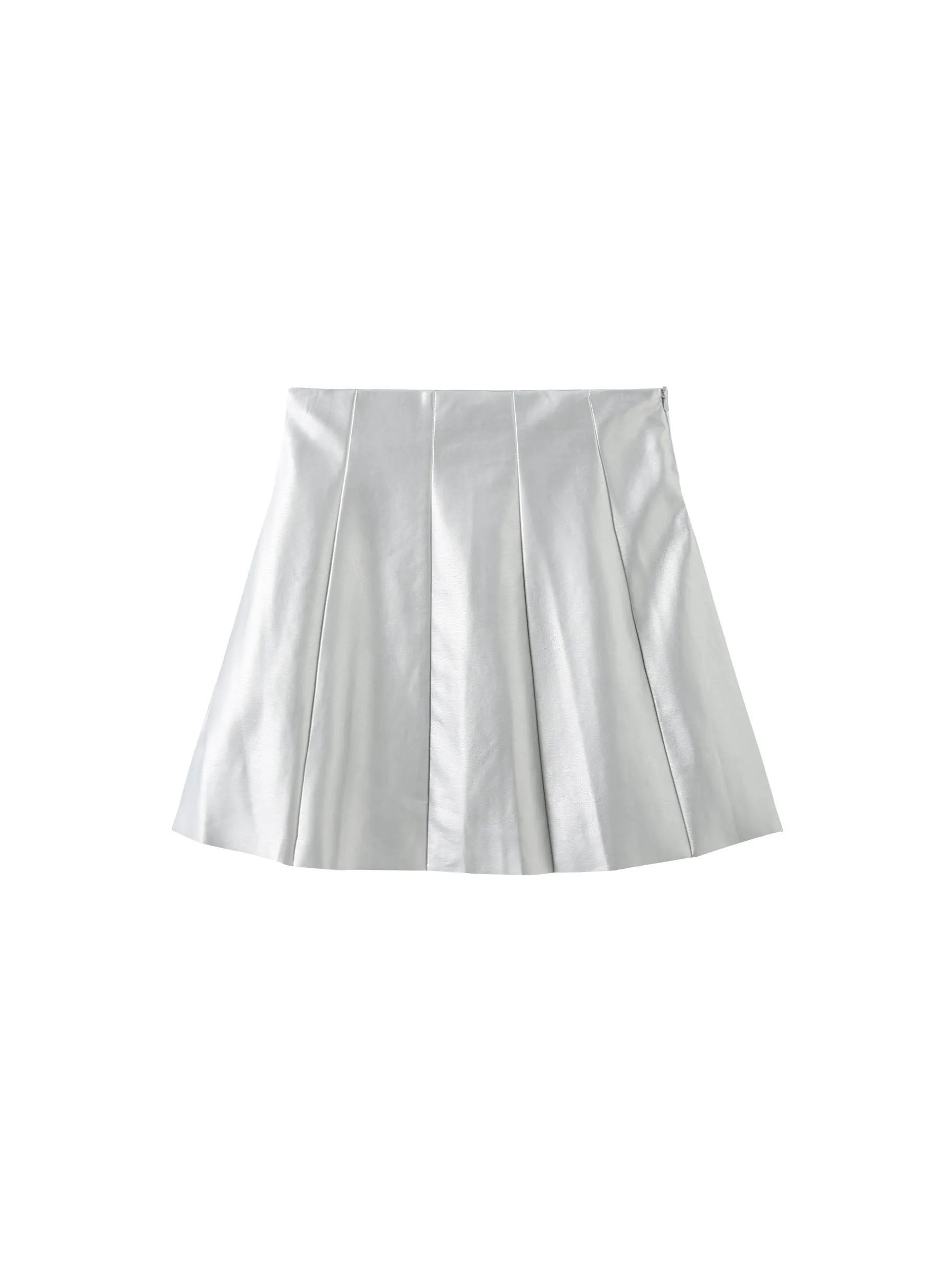 Pleated Faux Leather Skirt