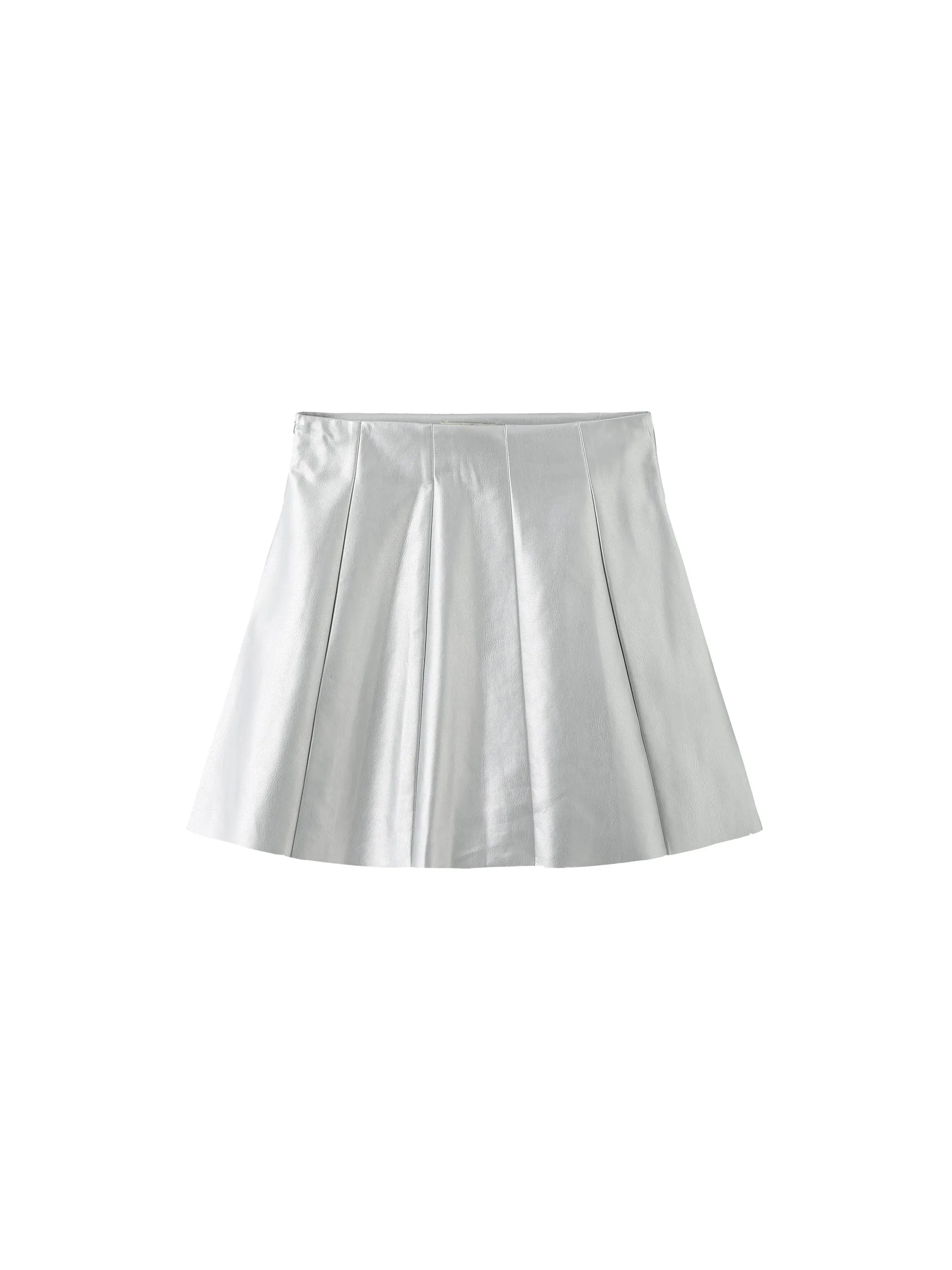 Pleated Faux Leather Skirt