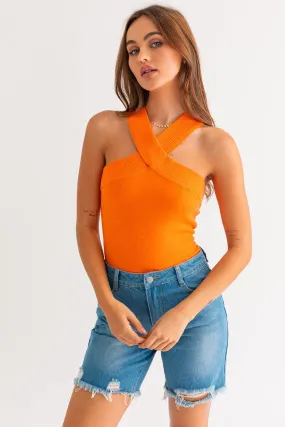 "Florida Orange" Orange Cross Neck Bodysuit