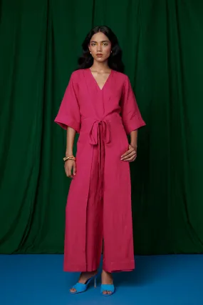 Rani Linen Pleated Wrap Jumpsuit