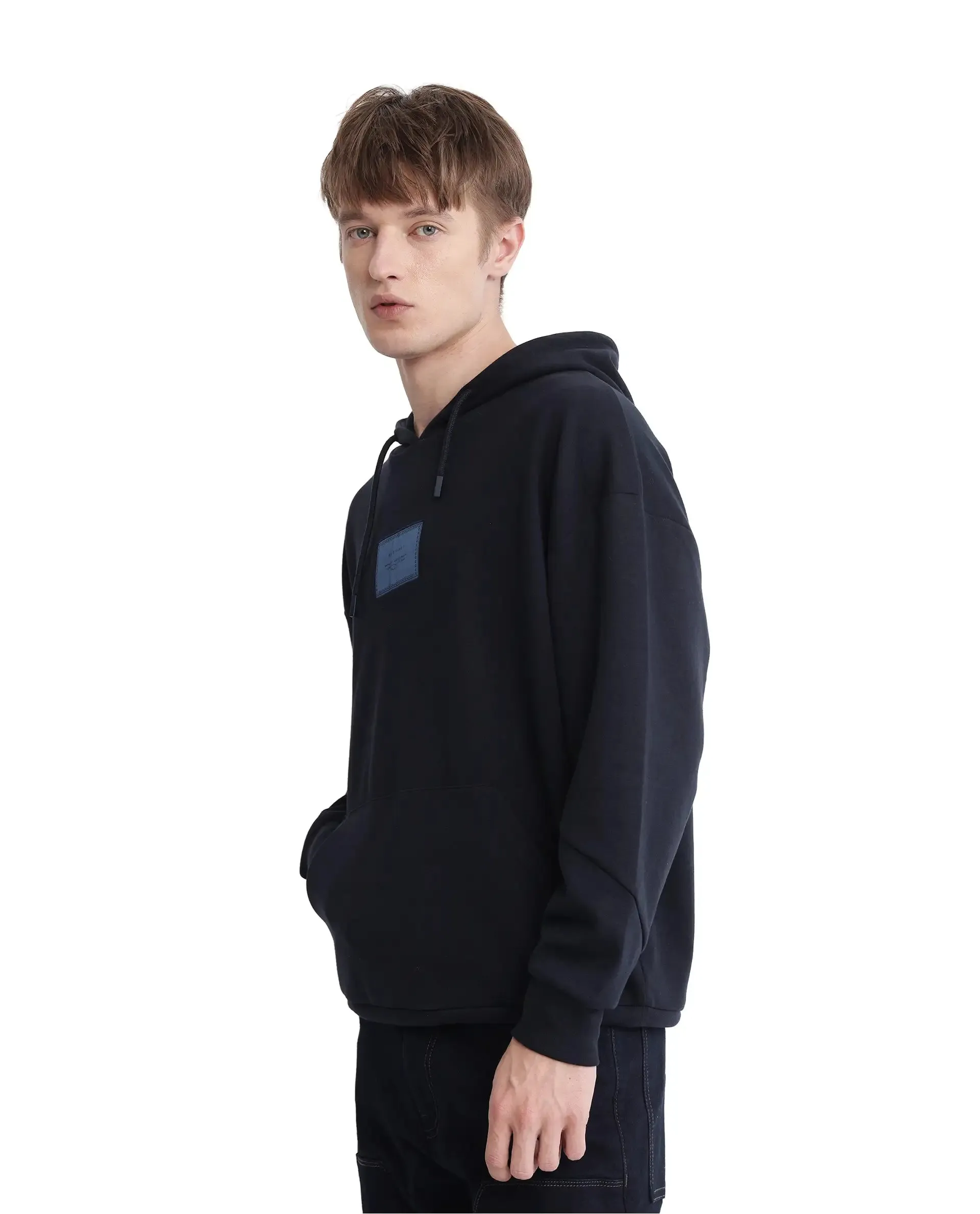 Rare Rabbit Men Enoch Navy Full Sleeve Boxy Fit Printed Sweatshirt