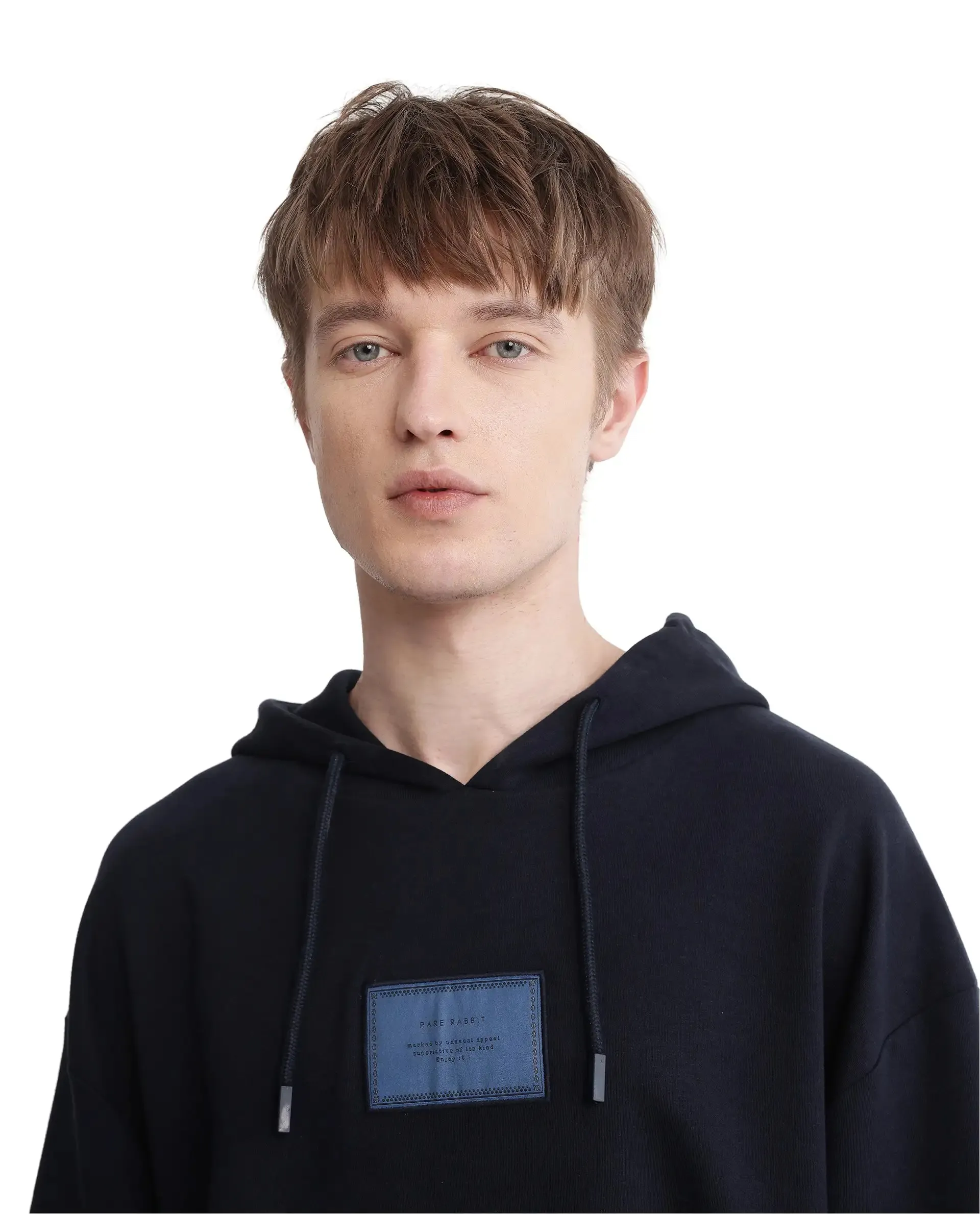 Rare Rabbit Men Enoch Navy Full Sleeve Boxy Fit Printed Sweatshirt