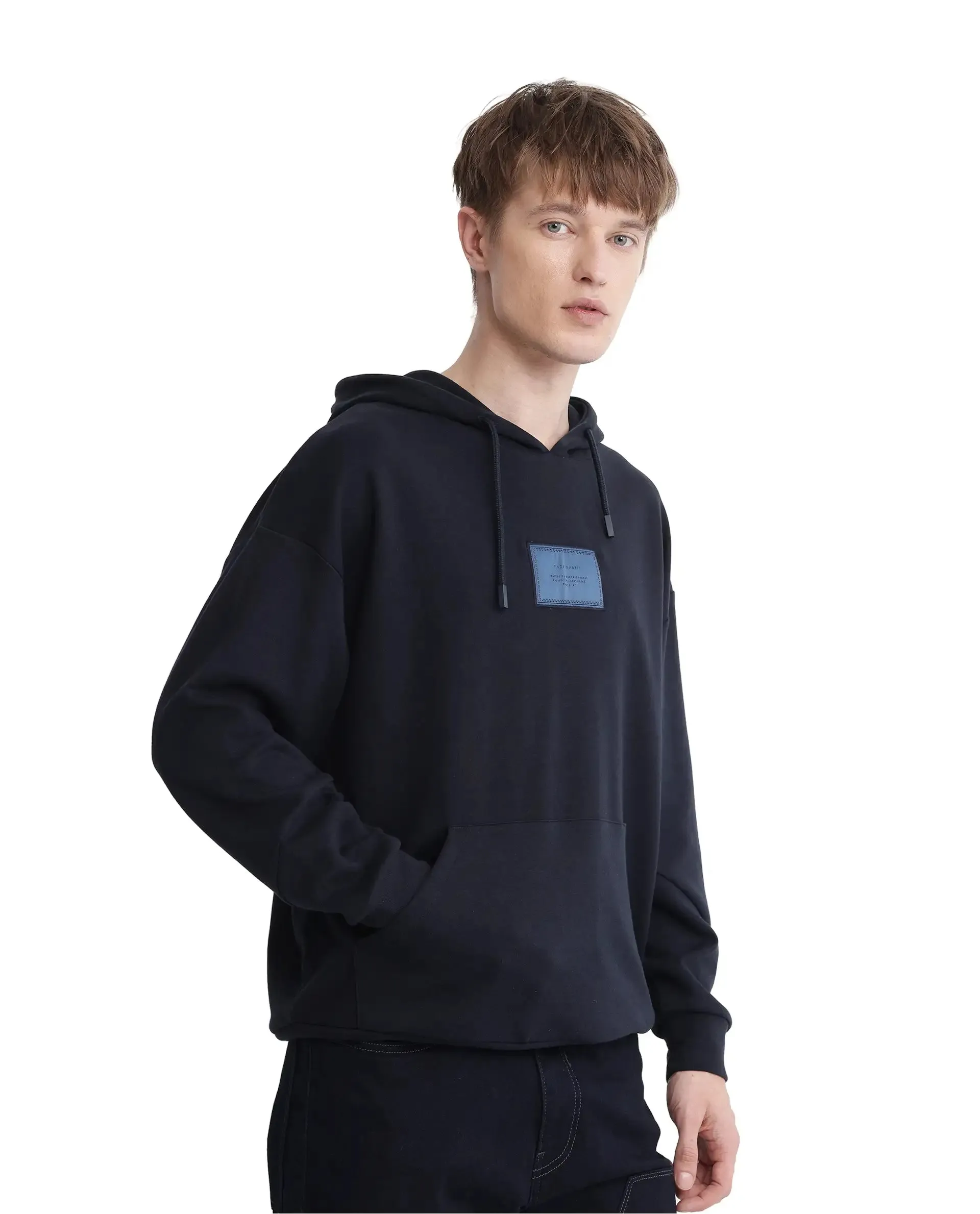 Rare Rabbit Men Enoch Navy Full Sleeve Boxy Fit Printed Sweatshirt