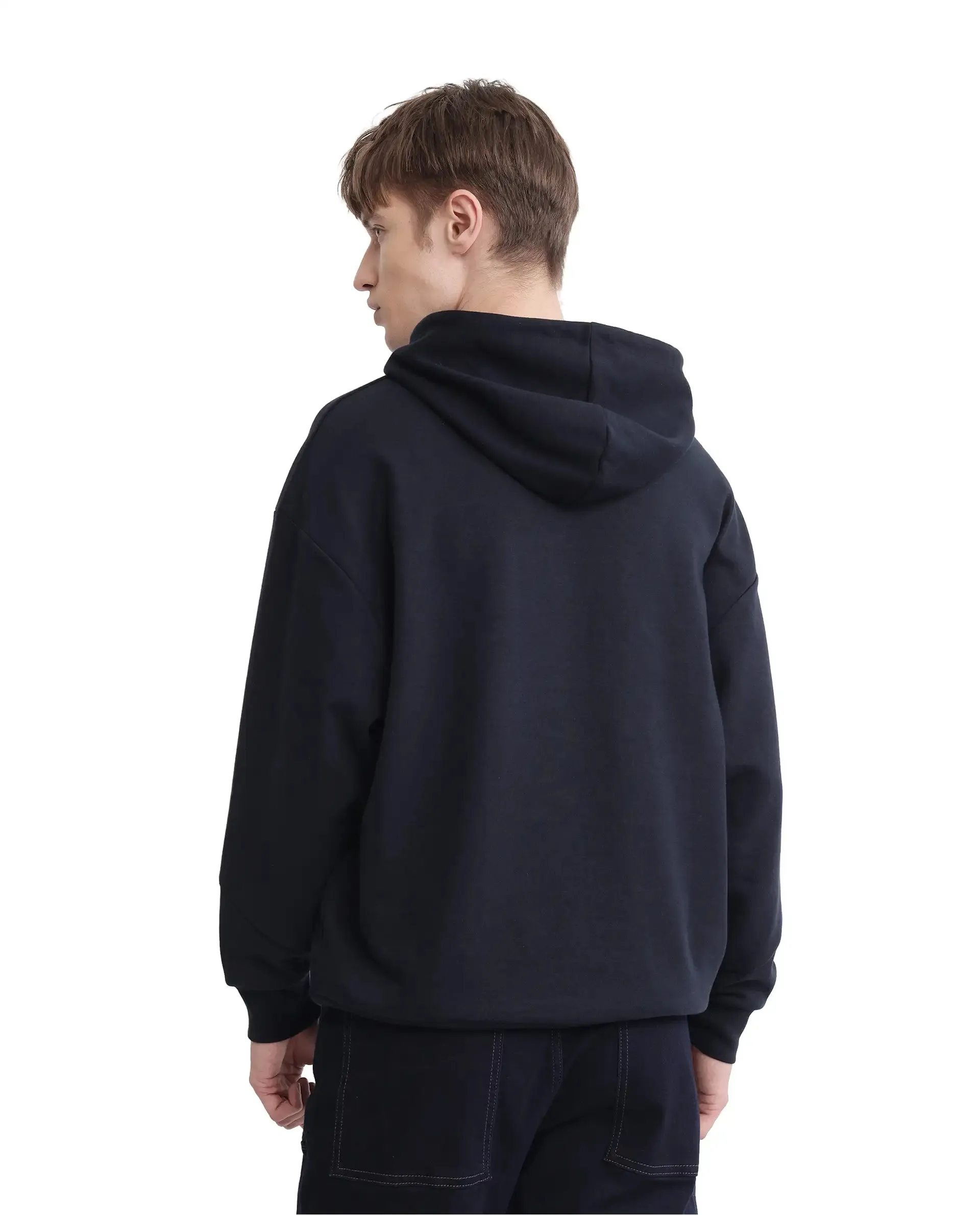 Rare Rabbit Men Enoch Navy Full Sleeve Boxy Fit Printed Sweatshirt