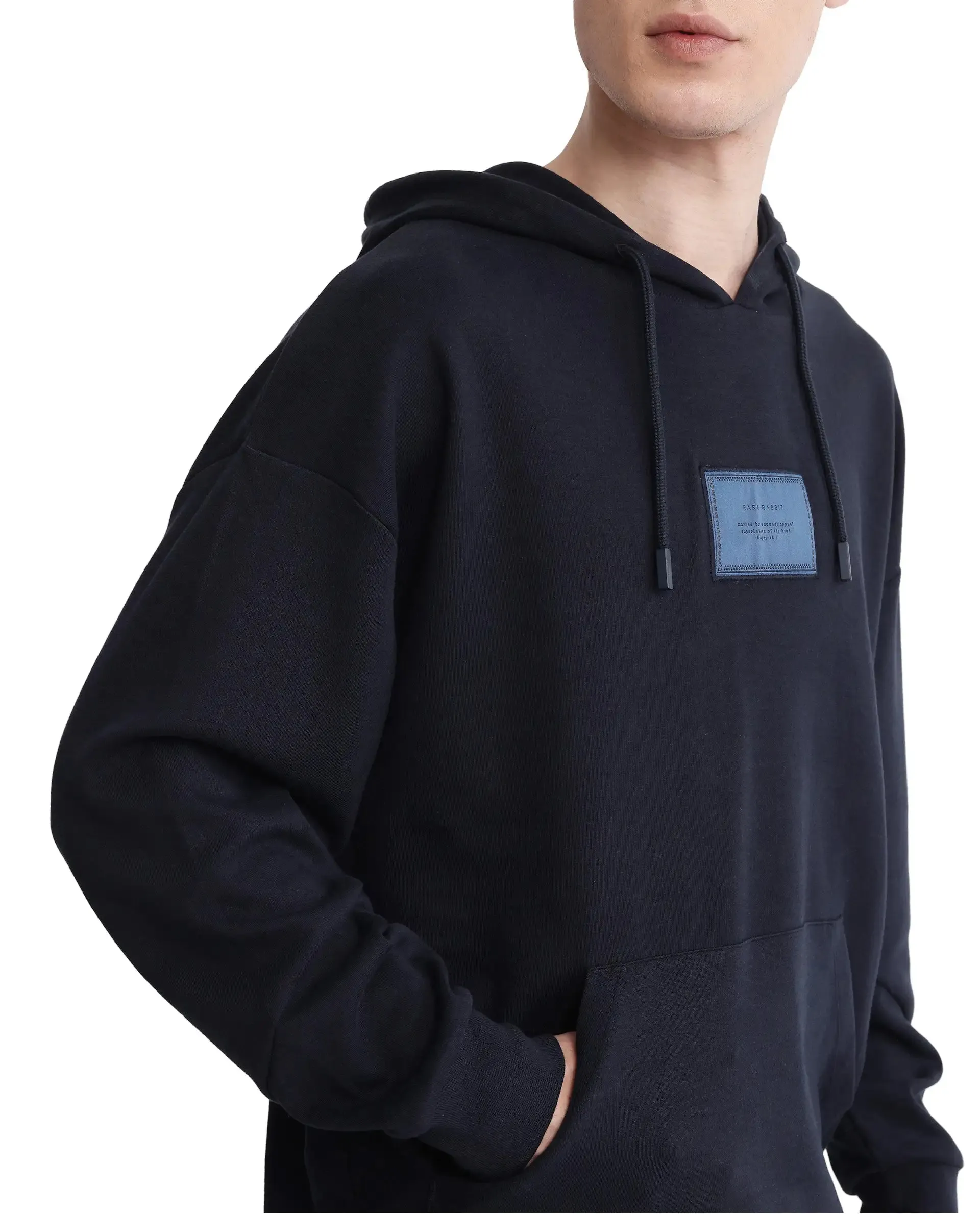 Rare Rabbit Men Enoch Navy Full Sleeve Boxy Fit Printed Sweatshirt