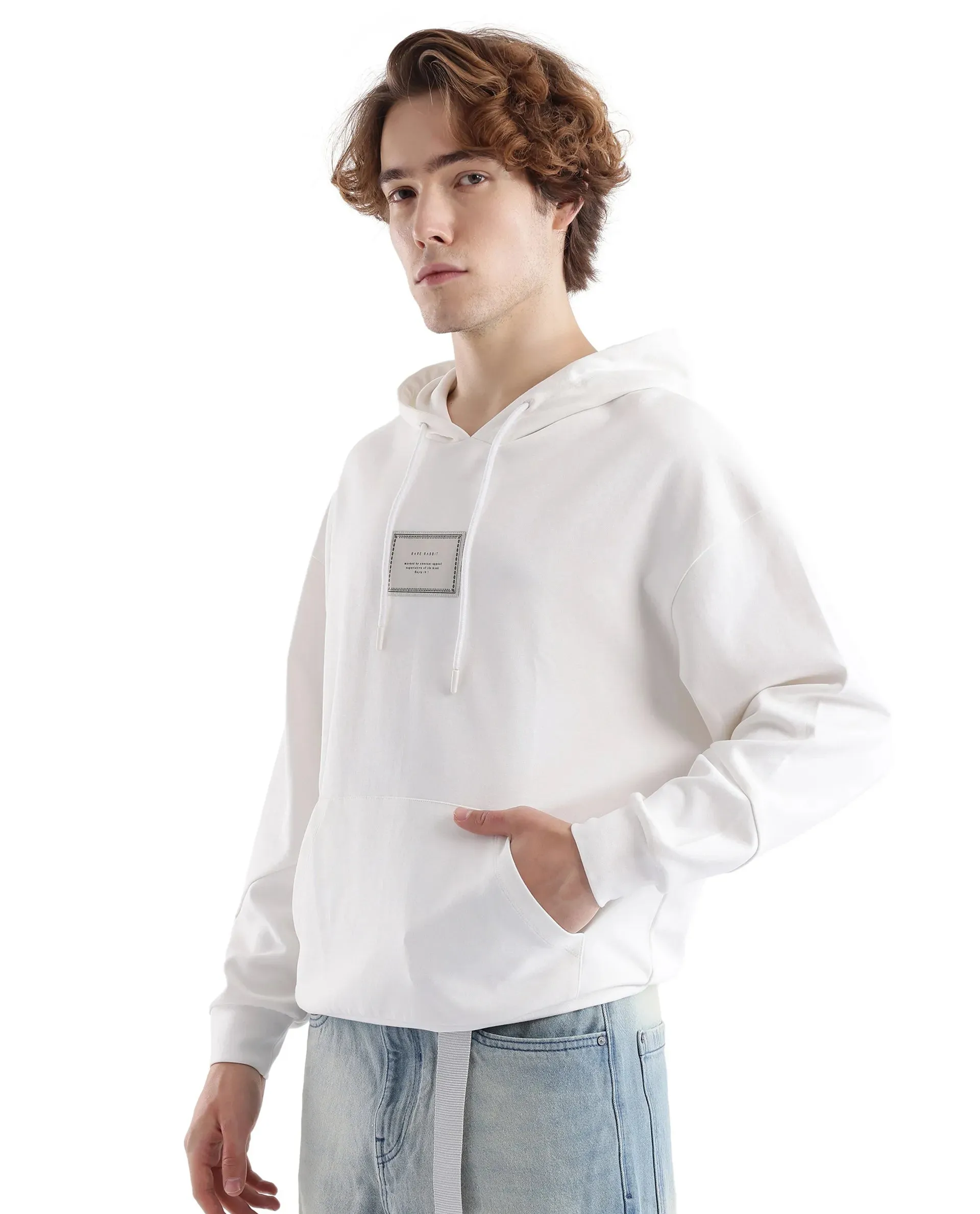 Rare Rabbit Men Enoch Off White Full Sleeve Boxy Fit Printed Sweatshirt