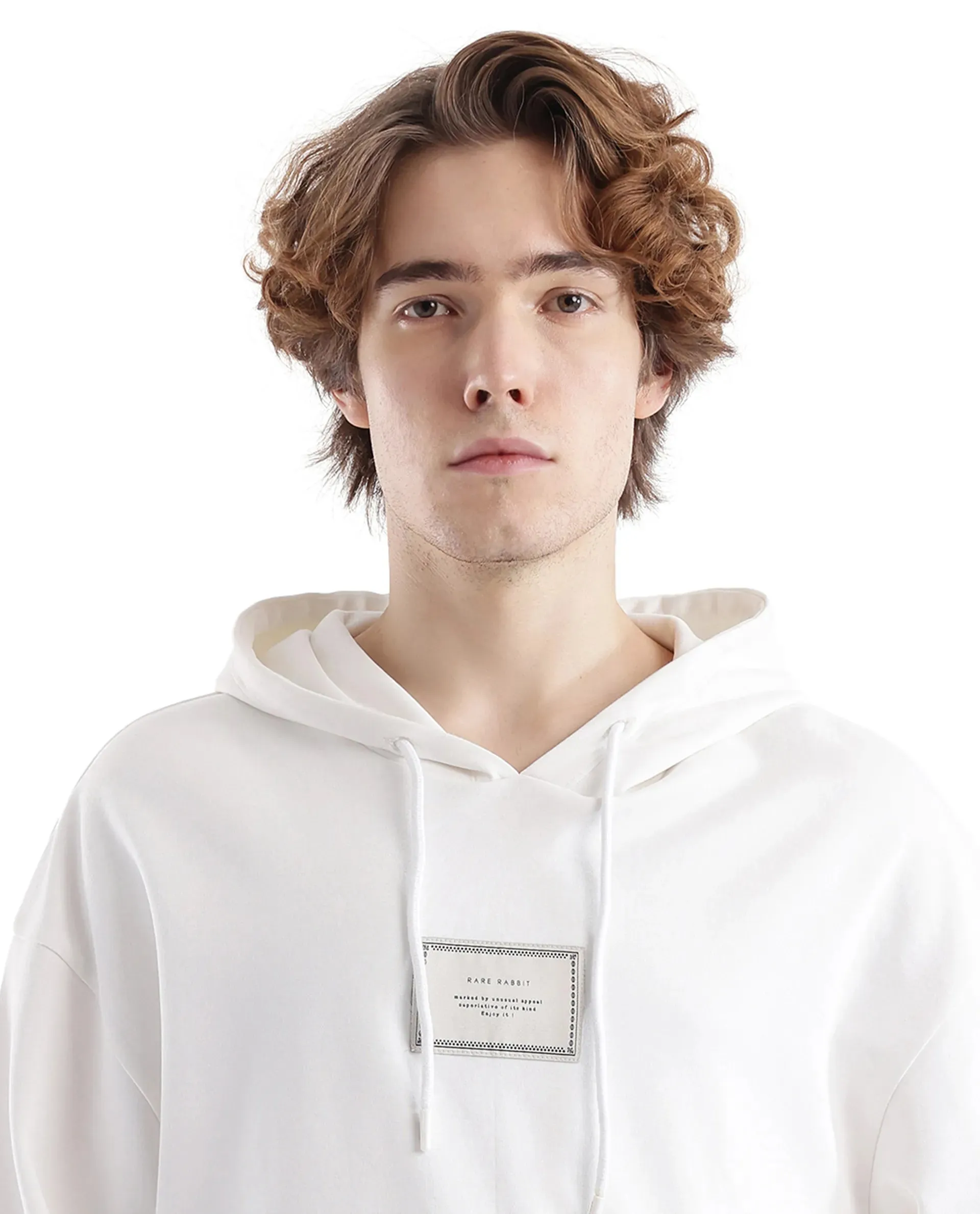 Rare Rabbit Men Enoch Off White Full Sleeve Boxy Fit Printed Sweatshirt