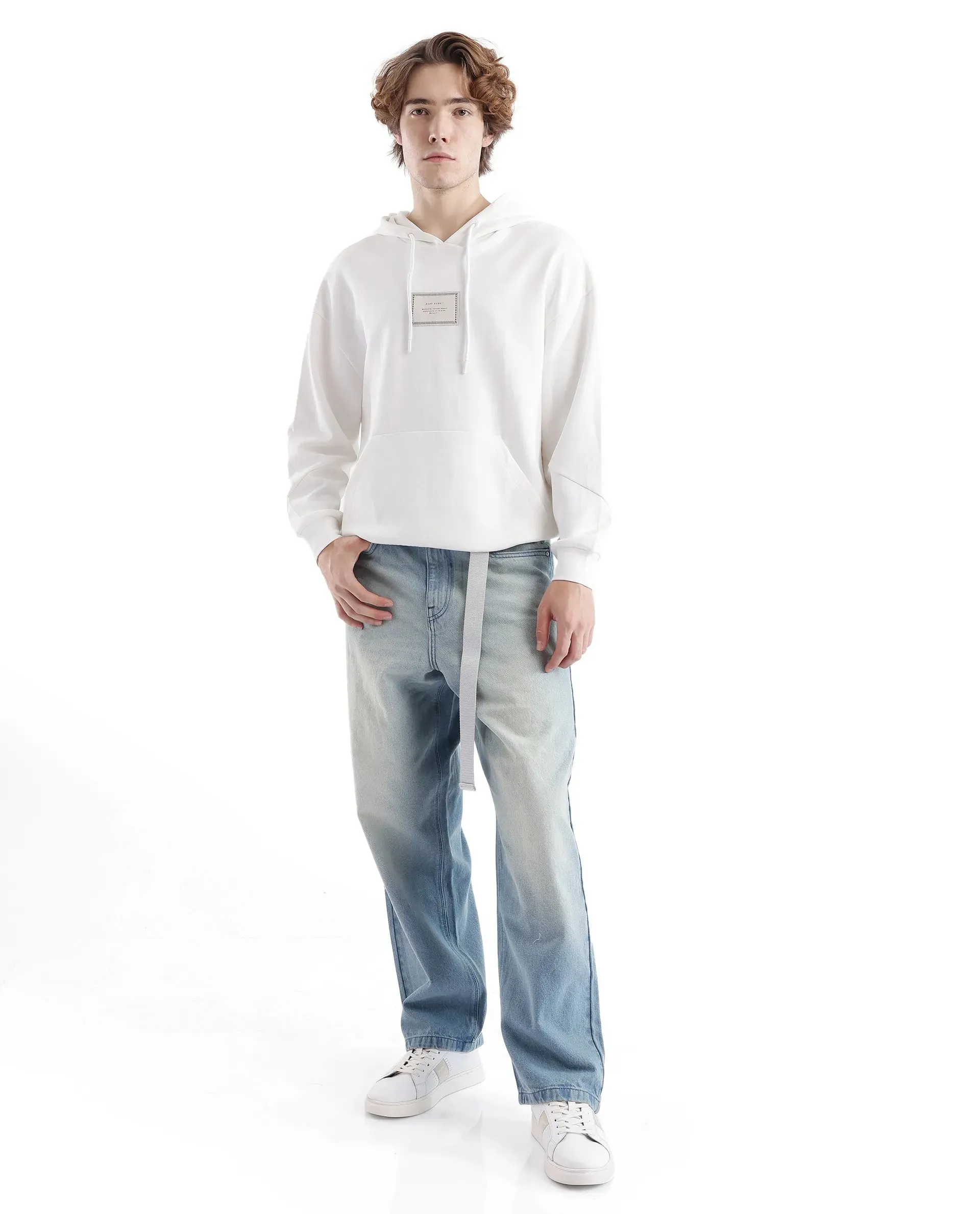 Rare Rabbit Men Enoch Off White Full Sleeve Boxy Fit Printed Sweatshirt