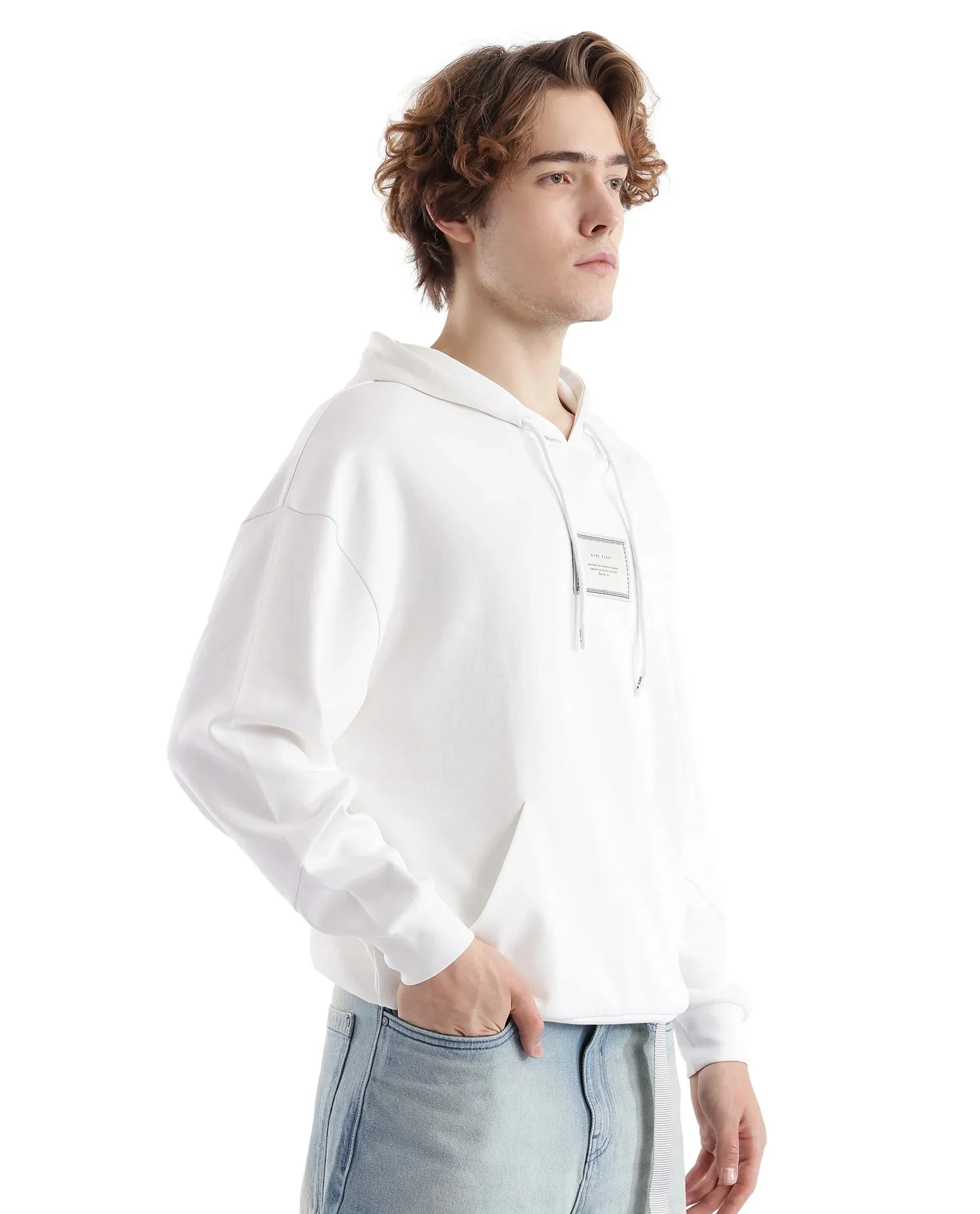 Rare Rabbit Men Enoch Off White Full Sleeve Boxy Fit Printed Sweatshirt