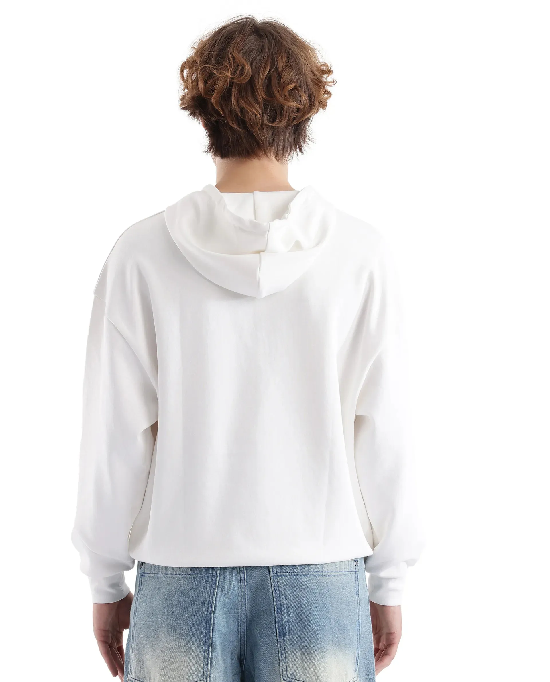Rare Rabbit Men Enoch Off White Full Sleeve Boxy Fit Printed Sweatshirt
