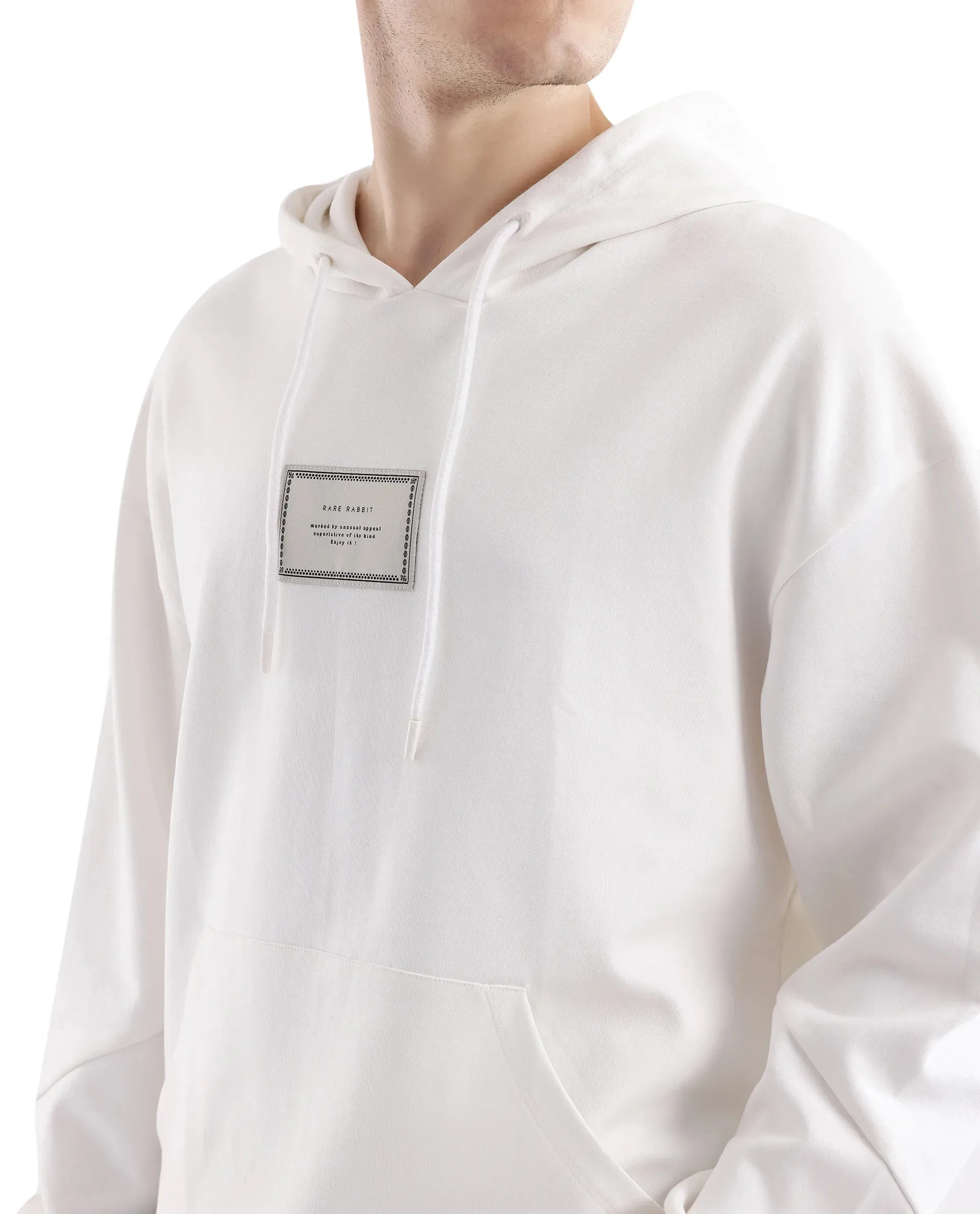 Rare Rabbit Men Enoch Off White Full Sleeve Boxy Fit Printed Sweatshirt