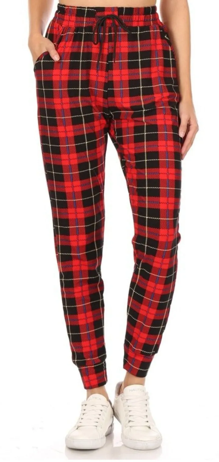 Red Plaid Joggers