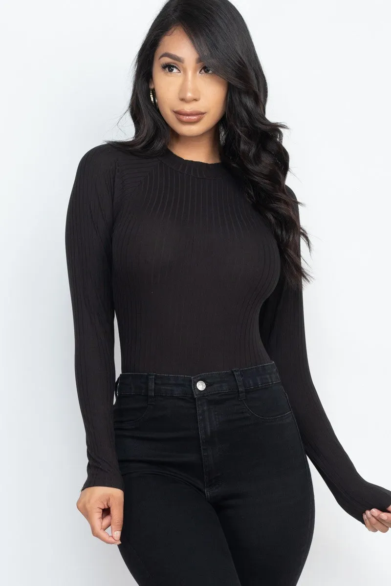Ribbed Long Sleeve Mock Neck Bodysuit