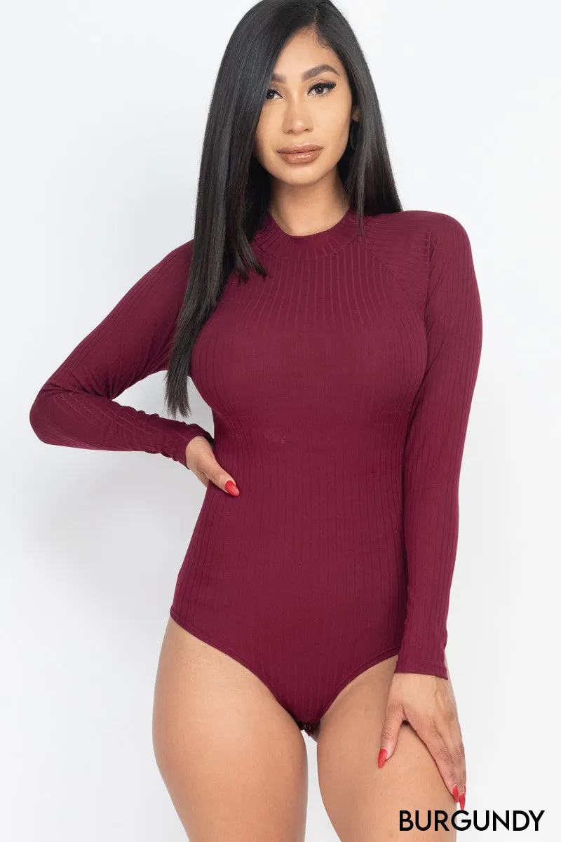 Ribbed Long Sleeve Mock Neck Bodysuit