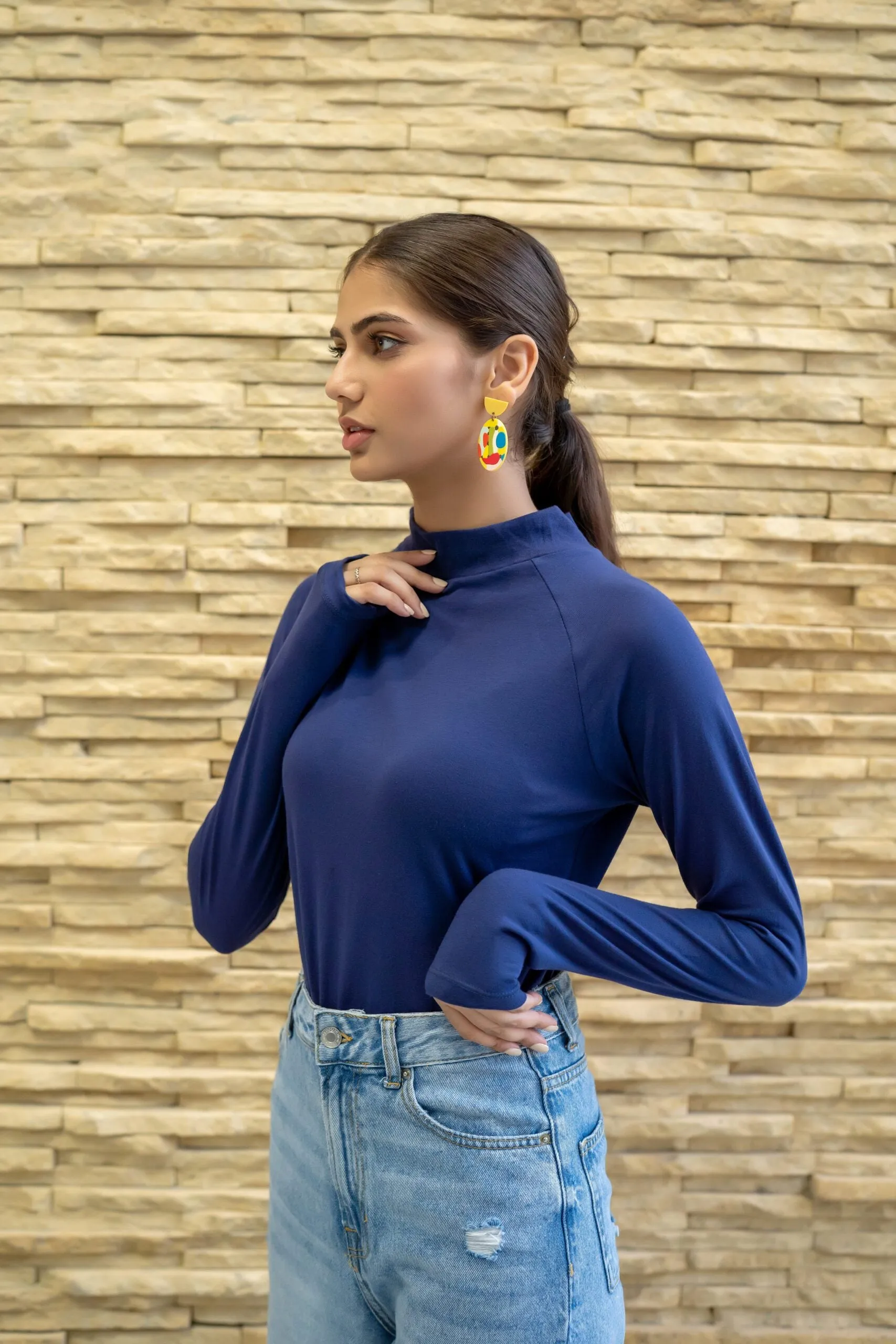 Royal Blue High Neck Bodysuit