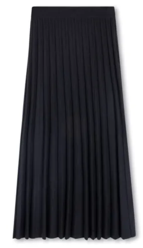 SHIFT PLEATED KNIT SKIRT-MIDI BLACK