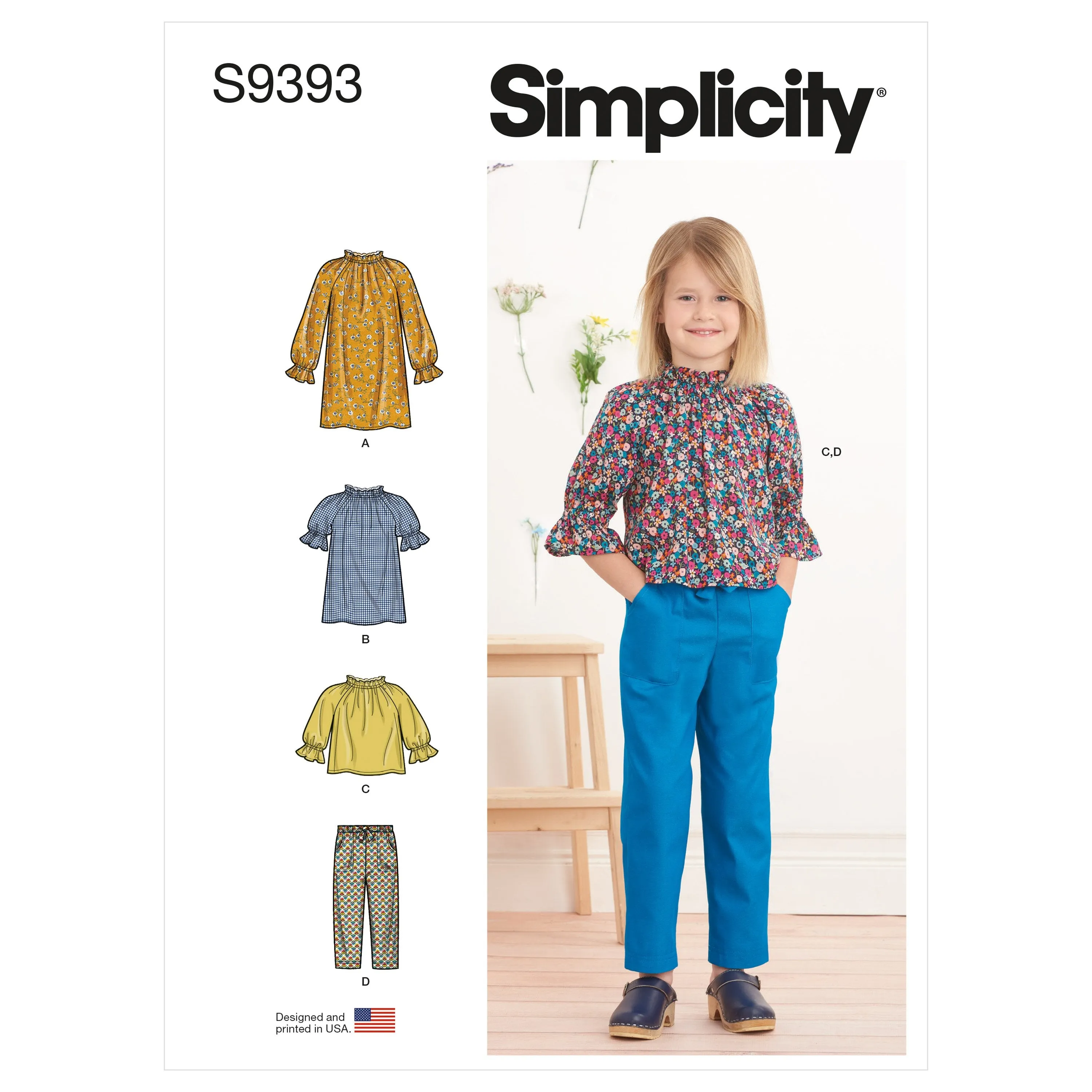 Simplicity Sewing Pattern 9393 Children's Dress, Tunic, Top and Pants