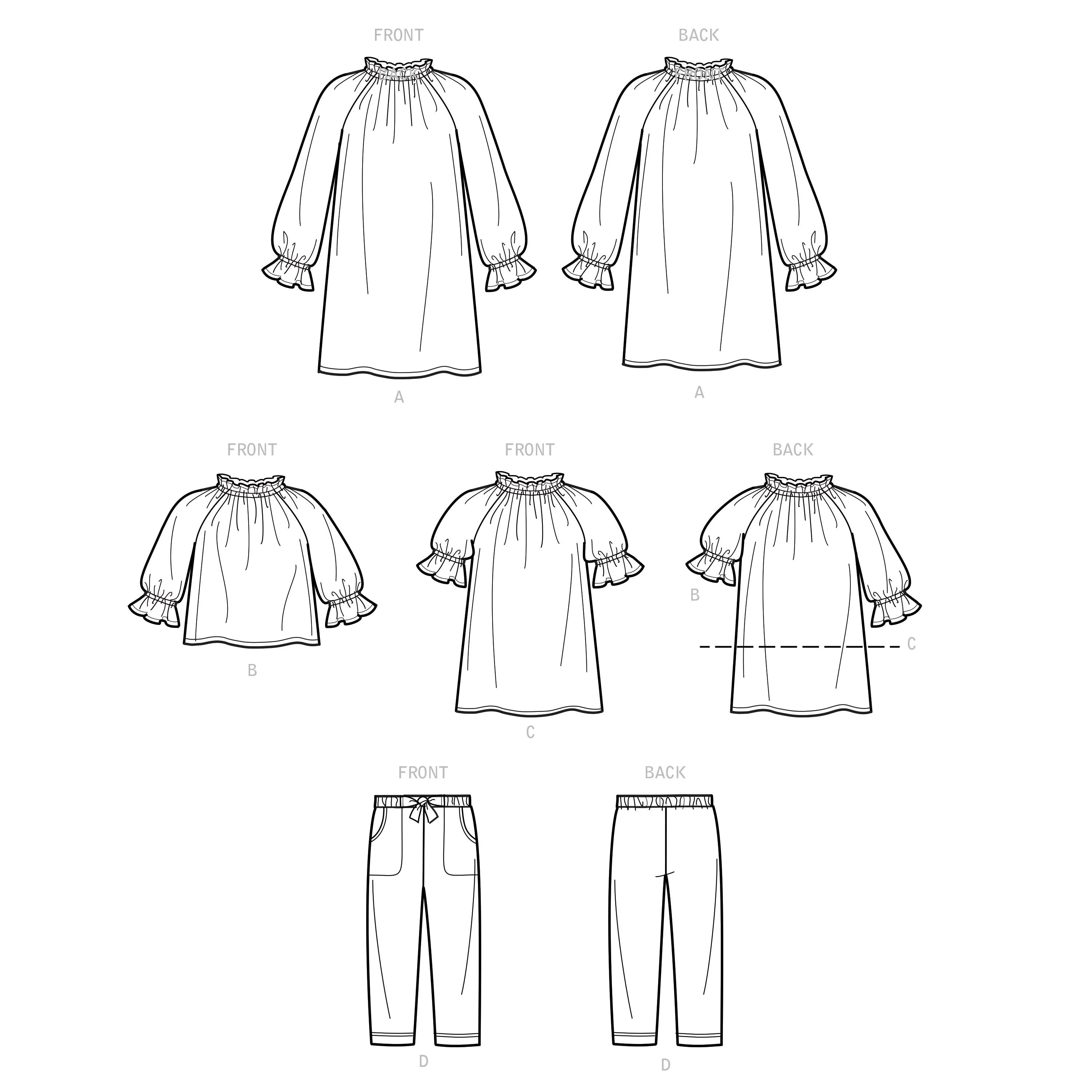 Simplicity Sewing Pattern 9393 Children's Dress, Tunic, Top and Pants