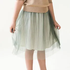 *Size 100 only* Layered Tulle Midi Skirt, Sage