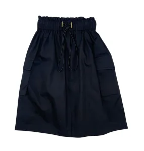 skirt pockets and drawstring midi - black