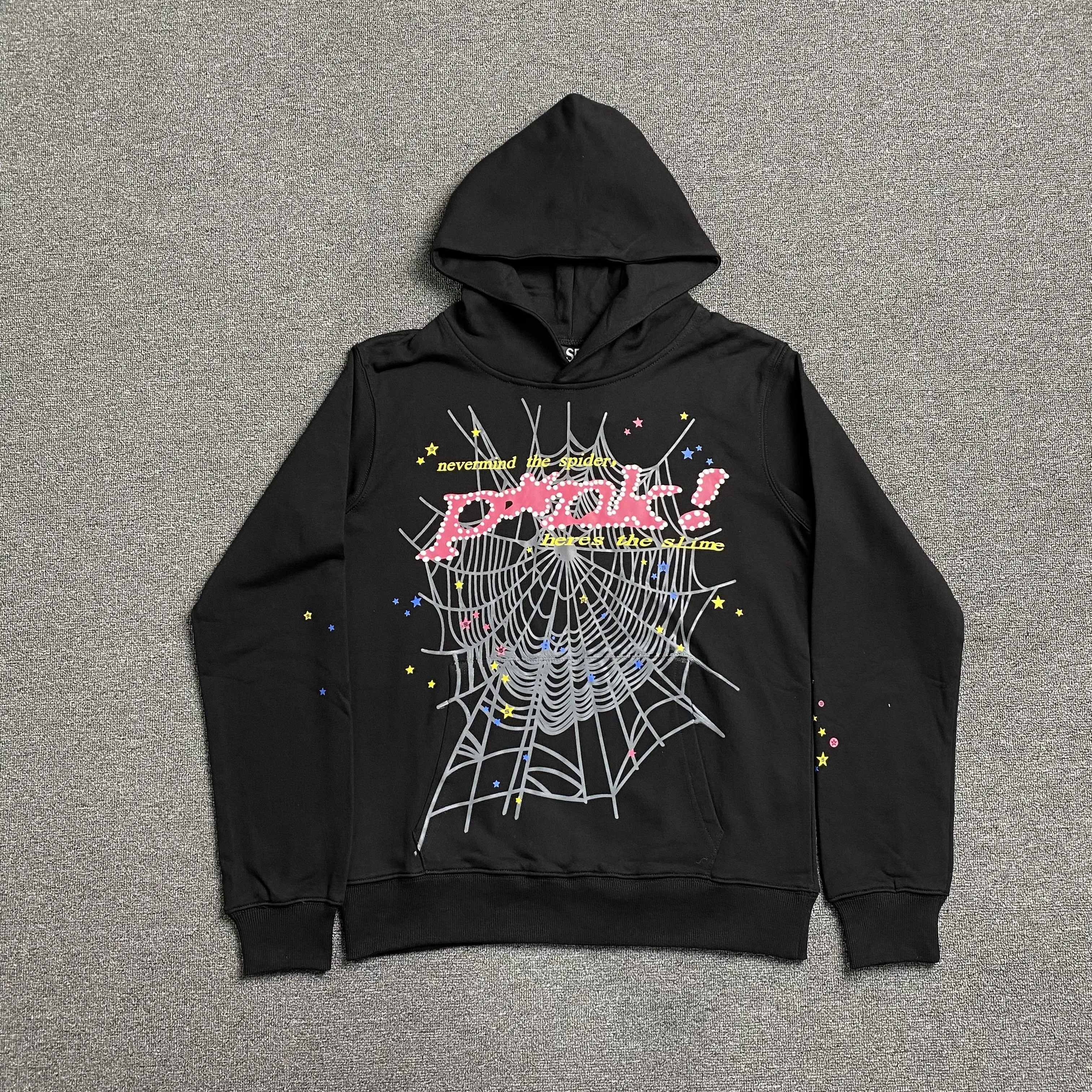 Sp5der PINK Hoodie Black