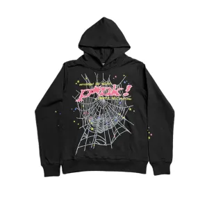 Sp5der PINK Hoodie Black