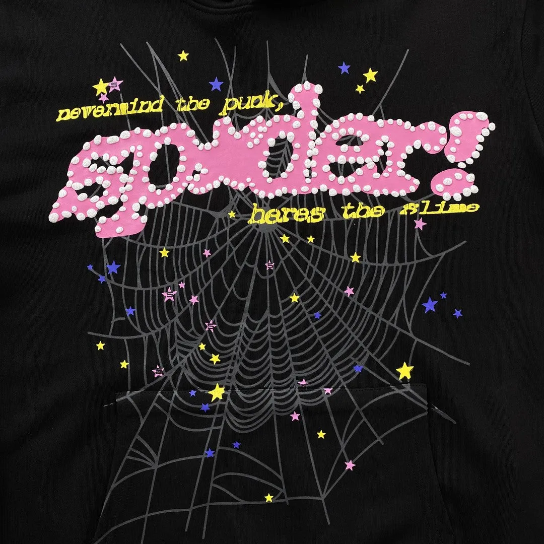 Sp5der PINK V2 Hoodie Black