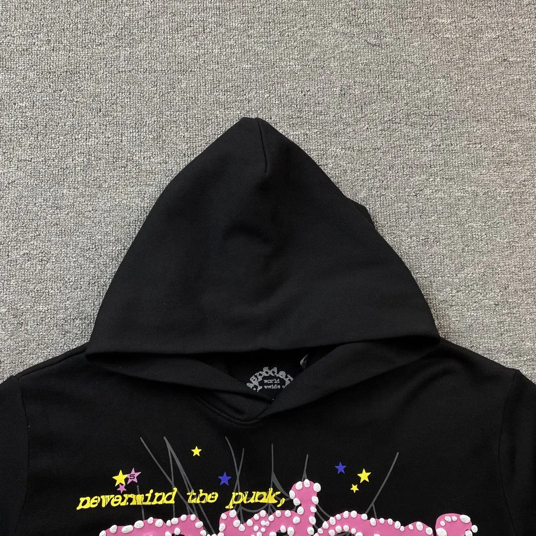 Sp5der PINK V2 Hoodie Black