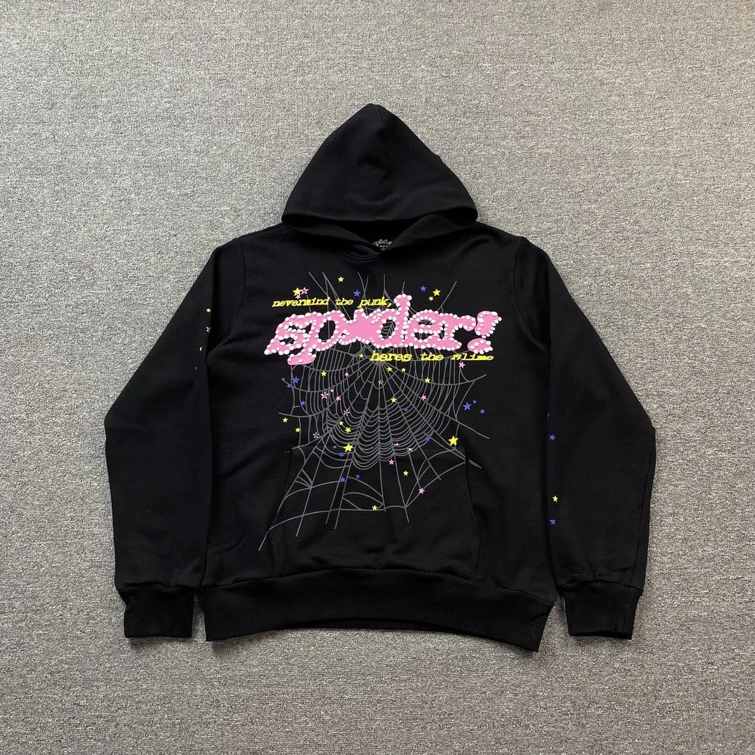 Sp5der PINK V2 Hoodie Black