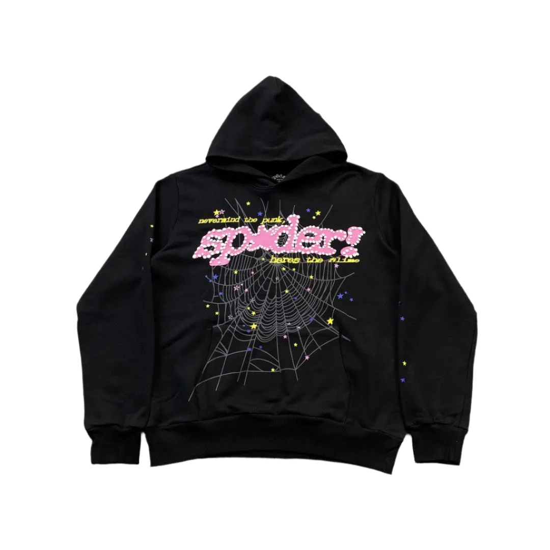 Sp5der PINK V2 Hoodie Black