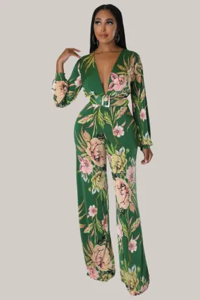 Spring Days Floral Belted Jumpsuit