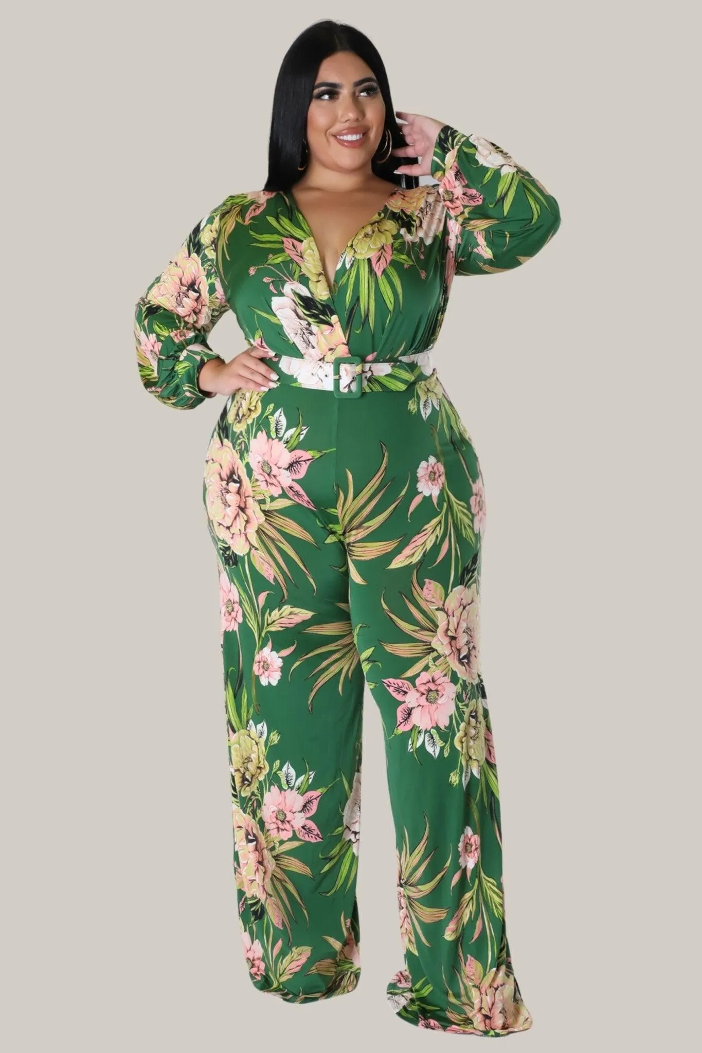 Spring Days Floral Belted Jumpsuit