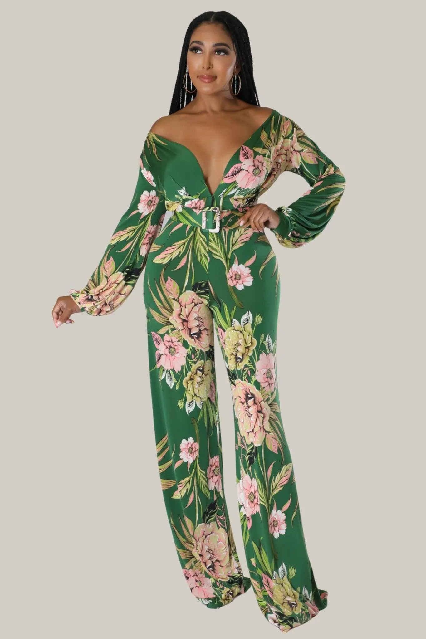 Spring Days Floral Belted Jumpsuit