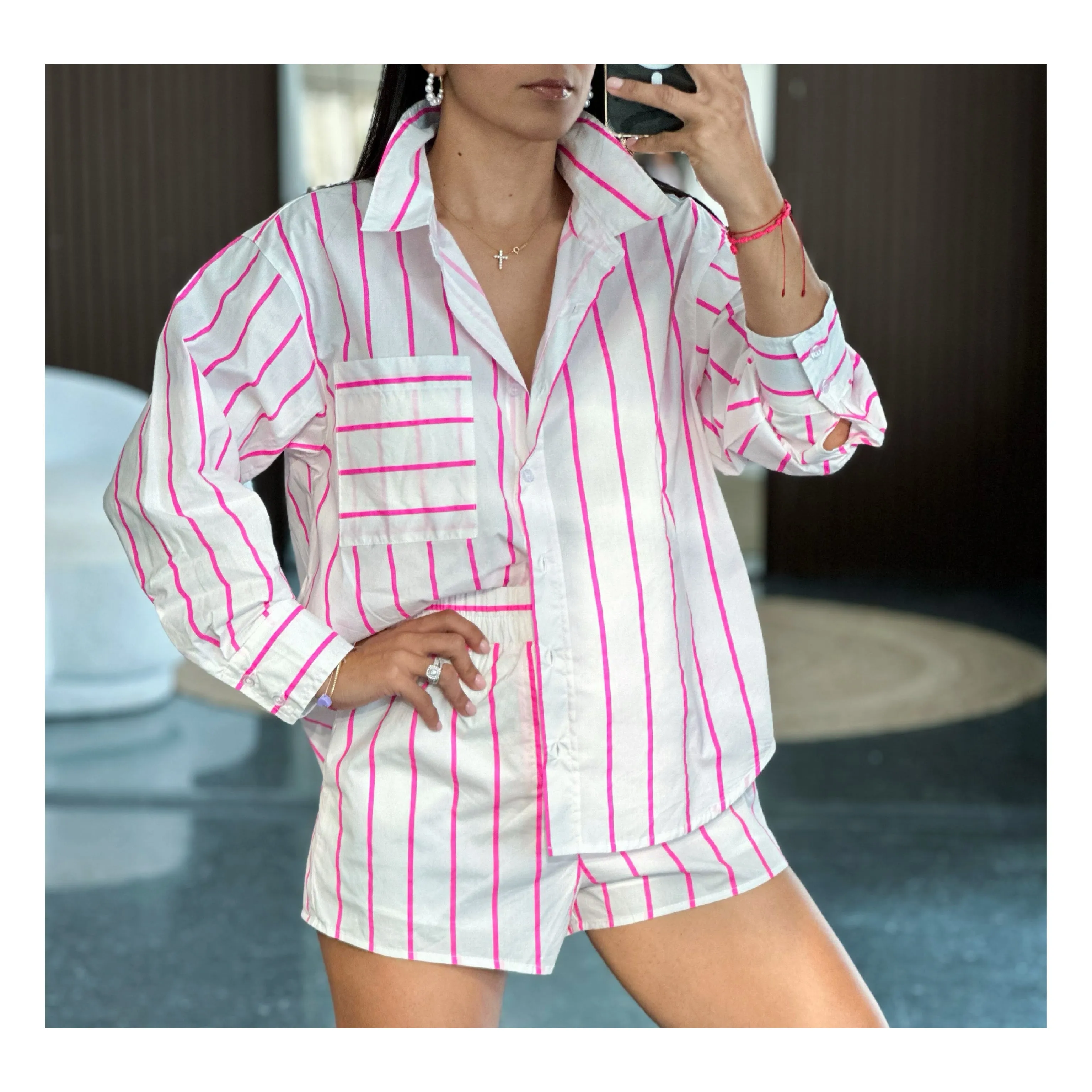 Striped Poplin Short